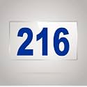 Numberplate 216 Room, Hotel, Hospital, Lodge,Apartment, Flat,Door No,College, Library, Rack Numbers Warehouse,Acrylic White Board Fixed with Blue Color PVC Waterproof Sticker