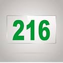 Numberplate 216 Room, Hotel, Hospital, Lodge,Apartment, Flat,Door No,College, Library, Rack Numbers Warehouse,Acrylic White Board Fixed with Green Color PVC Waterproof Sticker