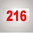 Numberplate 216 Room, Hotel, Hospital, Lodge,Apartment, Flat,Door No,College, Library, Rack Numbers Warehouse,Acrylic White Board Fixed with Red Color PVC Waterproof Sticker