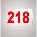 Numberplate 218 Room, Hotel, Hospital, Lodge,Apartment, Flat,Door No,College, Library, Rack Numbers Warehouse,Acrylic White Board Fixed with Red Color PVC Waterproof Sticker