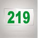 Numberplate 219 Room, Hotel, Hospital, Lodge,Apartment, Flat,Door No,College, Library, Rack Numbers Warehouse,Acrylic White Board Fixed with Green Color PVC Waterproof Sticker
