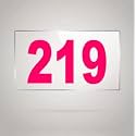 Numberplate 219 Room, Hotel, Hospital, Lodge,Apartment, Flat,Door No,College, Library, Rack Numbers Warehouse,Acrylic White Board Fixed with Pink Color PVC Waterproof Sticker