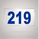 Numberplate 219 Room, Hotel, Hospital, Lodge,Apartment, Flat,Door No,College, Library, Rack Numbers Warehouse,Acrylic White Board Fixed with Blue Color PVC Waterproof Sticker