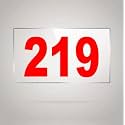 Numberplate 219 Room, Hotel, Hospital, Lodge,Apartment, Flat,Door No,College, Library, Rack Numbers Warehouse,Acrylic White Board Fixed with Red Color PVC Waterproof Sticker