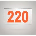Numberplate 220 Room, Hotel, Hospital, Lodge,Apartment, Flat,Door No,College, Library, Rack Numbers Warehouse,Acrylic White Board Fixed with Orange Color PVC Waterproof Sticker