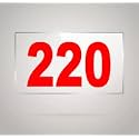 Numberplate 220 Room, Hotel, Hospital, Lodge,Apartment, Flat,Door No,College, Library, Rack Numbers Warehouse,Acrylic White Board Fixed with Red Color PVC Waterproof Sticker