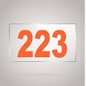 Numberplate 223 Room, Hotel, Hospital, Lodge,Apartment, Flat,Door No,College, Library, Rack Numbers Warehouse,Acrylic White Board Fixed with Orange Color PVC Waterproof Sticker