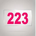 Numberplate 223 Room, Hotel, Hospital, Lodge,Apartment, Flat,Door No,College, Library, Rack Numbers Warehouse,Acrylic White Board Fixed with Pink Color PVC Waterproof Sticker
