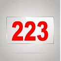Numberplate 223 Room, Hotel, Hospital, Lodge,Apartment, Flat,Door No,College, Library, Rack Numbers Warehouse,Acrylic White Board Fixed with Red Color PVC Waterproof Sticker