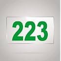 Numberplate 223 Room, Hotel, Hospital, Lodge,Apartment, Flat,Door No,College, Library, Rack Numbers Warehouse,Acrylic White Board Fixed with Green Color PVC Waterproof Sticker