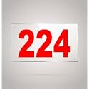Numberplate 224 Room, Hotel, Hospital, Lodge,Apartment, Flat,Door No,College, Library, Rack Numbers Warehouse,Acrylic White Board Fixed with Red Color PVC Waterproof Sticker