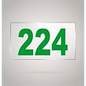 Numberplate 224 Room, Hotel, Hospital, Lodge,Apartment, Flat,Door No,College, Library, Rack Numbers Warehouse,Acrylic White Board Fixed with Green Color PVC Waterproof Sticker
