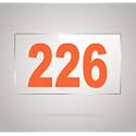 Numberplate 226 Room, Hotel, Hospital, Lodge,Apartment, Flat,Door No,College, Library, Rack Numbers Warehouse,Acrylic White Board Fixed with Orange Color PVC Waterproof Sticker