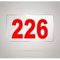 Numberplate 226 Room, Hotel, Hospital, Lodge,Apartment, Flat,Door No,College, Library, Rack Numbers Warehouse,Acrylic White Board Fixed with Red Color PVC Waterproof Sticker