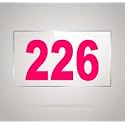 Numberplate 226 Room, Hotel, Hospital, Lodge,Apartment, Flat,Door No,College, Library, Rack Numbers Warehouse,Acrylic White Board Fixed with Pink Color PVC Waterproof Sticker