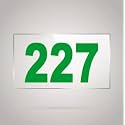 Numberplate 227 Room, Hotel, Hospital, Lodge,Apartment, Flat,Door No,College, Library, Rack Numbers Warehouse,Acrylic White Board Fixed with Green Color PVC Waterproof Sticker