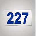 Numberplate 227 Room, Hotel, Hospital, Lodge,Apartment, Flat,Door No,College, Library, Rack Numbers Warehouse,Acrylic White Board Fixed with Blue Color PVC Waterproof Sticker
