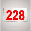 Numberplate 228 Room, Hotel, Hospital, Lodge,Apartment, Flat,Door No,College, Library, Rack Numbers Warehouse,Acrylic White Board Fixed with Red Color PVC Waterproof Sticker
