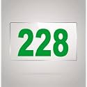 Numberplate 228 Room, Hotel, Hospital, Lodge,Apartment, Flat,Door No,College, Library, Rack Numbers Warehouse,Acrylic White Board Fixed with Green Color PVC Waterproof Sticker