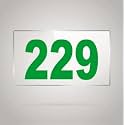 Numberplate 229 Room, Hotel, Hospital, Lodge,Apartment, Flat,Door No,College, Library, Rack Numbers Warehouse,Acrylic White Board Fixed with Green Color PVC Waterproof Sticker
