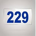 Numberplate 229 Room, Hotel, Hospital, Lodge,Apartment, Flat,Door No,College, Library, Rack Numbers Warehouse,Acrylic White Board Fixed with Blue Color PVC Waterproof Sticker