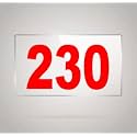 Numberplate 230 Room, Hotel, Hospital, Lodge,Apartment, Flat,Door No,College, Library, Rack Numbers Warehouse,Acrylic White Board Fixed with Red Color PVC Waterproof Sticker