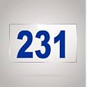 Numberplate 231 Room, Hotel, Hospital, Lodge,Apartment, Flat,Door No,College, Library, Rack Numbers Warehouse,Acrylic White Board Fixed with Blue Color PVC Waterproof Sticker
