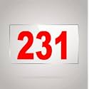 Numberplate 231 Room, Hotel, Hospital, Lodge,Apartment, Flat,Door No,College, Library, Rack Numbers Warehouse,Acrylic White Board Fixed with Red Color PVC Waterproof Sticker