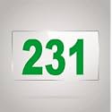 Numberplate 231 Room, Hotel, Hospital, Lodge,Apartment, Flat,Door No,College, Library, Rack Numbers Warehouse,Acrylic White Board Fixed with Green Color PVC Waterproof Sticker
