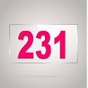 Numberplate 231 Room, Hotel, Hospital, Lodge,Apartment, Flat,Door No,College, Library, Rack Numbers Warehouse,Acrylic White Board Fixed with Pink Color PVC Waterproof Sticker