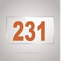 Numberplate 231 Room, Hotel, Hospital, Lodge,Apartment, Flat,Door No,College, Library, Rack Numbers Warehouse,Acrylic White Board Fixed with Brown Color PVC Waterproof Sticker