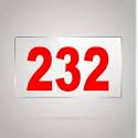 Numberplate 232 Room, Hotel, Hospital, Lodge,Apartment, Flat,Door No,College, Library, Rack Numbers Warehouse,Acrylic White Board Fixed with Red Color PVC Waterproof Sticker