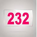 Numberplate 232 Room, Hotel, Hospital, Lodge,Apartment, Flat,Door No,College, Library, Rack Numbers Warehouse,Acrylic White Board Fixed with Pink Color PVC Waterproof Sticker