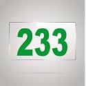 Numberplate 233 Room, Hotel, Hospital, Lodge,Apartment, Flat,Door No,College, Library, Rack Numbers Warehouse,Acrylic White Board Fixed with Green Color PVC Waterproof Sticker