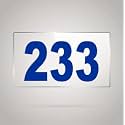 Numberplate 233 Room, Hotel, Hospital, Lodge,Apartment, Flat,Door No,College, Library, Rack Numbers Warehouse,Acrylic White Board Fixed with Blue Color PVC Waterproof Sticker
