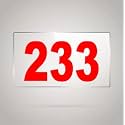 Numberplate 233 Room, Hotel, Hospital, Lodge,Apartment, Flat,Door No,College, Library, Rack Numbers Warehouse,Acrylic White Board Fixed with Red Color PVC Waterproof Sticker