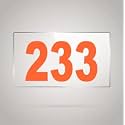 Numberplate 233 Room, Hotel, Hospital, Lodge,Apartment, Flat,Door No,College, Library, Rack Numbers Warehouse,Acrylic White Board Fixed with Orange Color PVC Waterproof Sticker