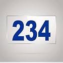 Numberplate 234 Room, Hotel, Hospital, Lodge,Apartment, Flat,Door No,College, Library, Rack Numbers Warehouse,Acrylic White Board Fixed with Blue Color PVC Waterproof Sticker