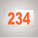 Numberplate 234 Room, Hotel, Hospital, Lodge,Apartment, Flat,Door No,College, Library, Rack Numbers Warehouse,Acrylic White Board Fixed with Orange Color PVC Waterproof Sticker