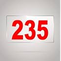 Numberplate 235 Room, Hotel, Hospital, Lodge,Apartment, Flat,Door No,College, Library, Rack Numbers Warehouse,Acrylic White Board Fixed with Red Color PVC Waterproof Sticker