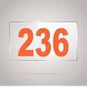 Numberplate 236 Room, Hotel, Hospital, Lodge,Apartment, Flat,Door No,College, Library, Rack Numbers Warehouse,Acrylic White Board Fixed with Orange Color PVC Waterproof Sticker