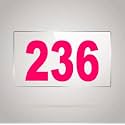 Numberplate 236 Room, Hotel, Hospital, Lodge,Apartment, Flat,Door No,College, Library, Rack Numbers Warehouse,Acrylic White Board Fixed with Pink Color PVC Waterproof Sticker
