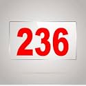 Numberplate 236 Room, Hotel, Hospital, Lodge,Apartment, Flat,Door No,College, Library, Rack Numbers Warehouse,Acrylic White Board Fixed with Red Color PVC Waterproof Sticker