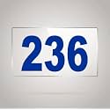 Numberplate 236 Room, Hotel, Hospital, Lodge,Apartment, Flat,Door No,College, Library, Rack Numbers Warehouse,Acrylic White Board Fixed with Blue Color PVC Waterproof Sticker