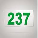 Numberplate 237 Room, Hotel, Hospital, Lodge,Apartment, Flat,Door No,College, Library, Rack Numbers Warehouse,Acrylic White Board Fixed with Green Color PVC Waterproof Sticker