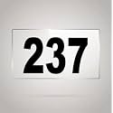Numberplate 237 Room, Hotel, Hospital, Lodge,Apartment, Flat,Door No,College, Library, Rack Numbers Warehouse,Acrylic White Board Fixed with Blackcolor PVC Waterproof Sticker