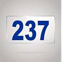Numberplate 237 Room, Hotel, Hospital, Lodge,Apartment, Flat,Door No,College, Library, Rack Numbers Warehouse,Acrylic White Board Fixed with Blue Color PVC Waterproof Sticker