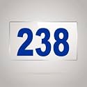 Numberplate 238 Room, Hotel, Hospital, Lodge,Apartment, Flat,Door No,College, Library, Rack Numbers Warehouse,Acrylic White Board Fixed with Blue Color PVC Waterproof Sticker