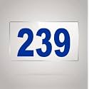 Numberplate 239 Room, Hotel, Hospital, Lodge,Apartment, Flat,Door No,College, Library, Rack Numbers Warehouse,Acrylic White Board Fixed with Blue Color PVC Waterproof Sticker