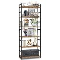 NUMENN 6 Tier Bookshelf Tall Bookcase Shelf